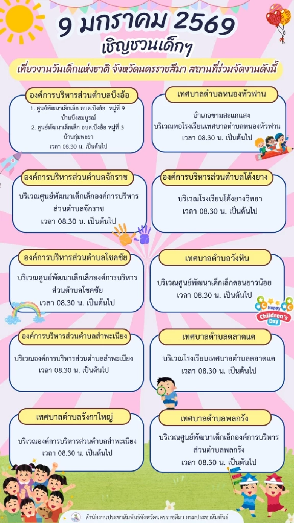 วันเด็กโคราช -นครราชสีมา มัดรวมจุดจัดงานวันเด็กแห่งชาติประจำปี 2569