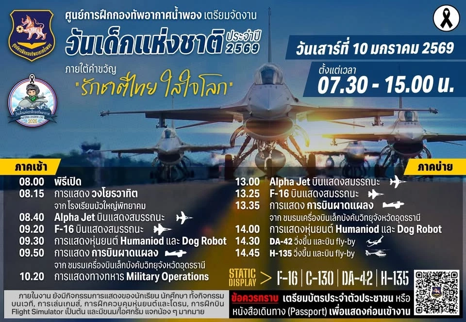 เช็คพิกัดขอนแก่น “งานวันเด็ก” 2569 ชม F-16-ส่องดาว-เที่ยวสวนสัตว์ฟรี