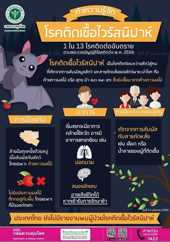 รู้จัก 'ไวรัสนิปาห์' คืออะไร ? สรุปอาการ วิธีติดต่อ แนวทางป้องกันหลังพบระบาดในอินเดีย