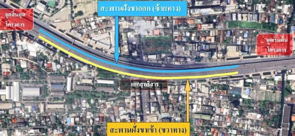 ปิดจราจรชั่วคราว สะพานเหล็กข้ามแยกสุทธิสาร เช็คการรับน้ำหนัก เริ่ม 16 ม.ค.
