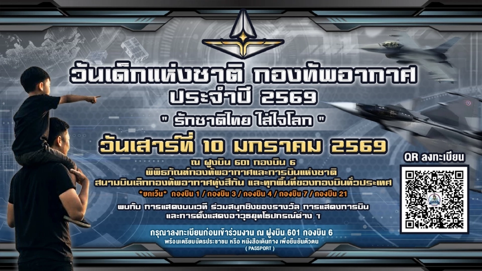 วันเด็กแห่งชาติ 2569 กองทัพอากาศ โชว์การบิน (Air Show) ฝูงบิน 601