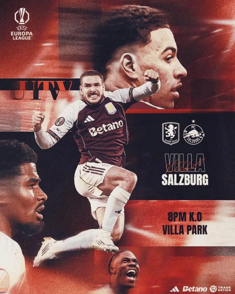 ถ่ายทอดสด ฟุตบอลยูฟ่า ยูโรปา ลีก คืนวันนี้ บิ๊กแมตซ์ แอสตัน วิลล่า พบ ซัลซ์บวร์ก เช็กโปรแกรมบอลทุกคู่ พร้อมอัปเดตตารางคะแนนล่าสุด