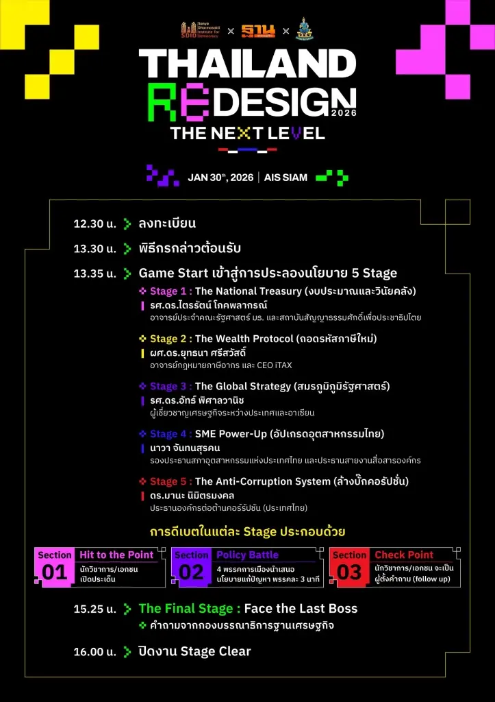 LIVE ถ่ายทอดสด ดีเบตนโยบายเศรษฐกิจ Thailand Redesign 2026 The Next level 