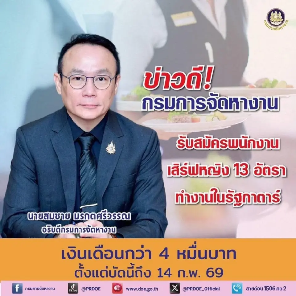 นายสมชาย มรกตศรีวรรณ อธิบดีกรมการจัดหางาน 