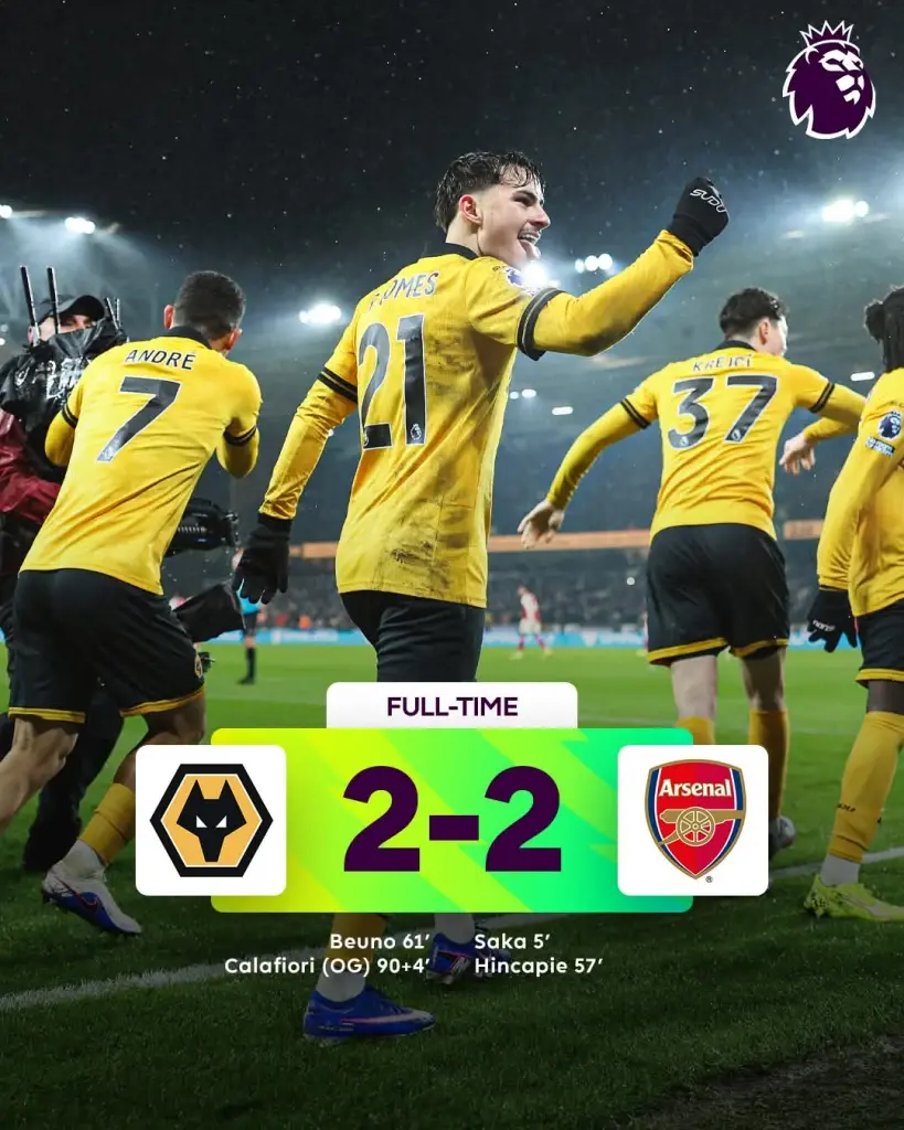 วูล์ฟแฮมป์ตัน  เสมอ อาร์เซนอล