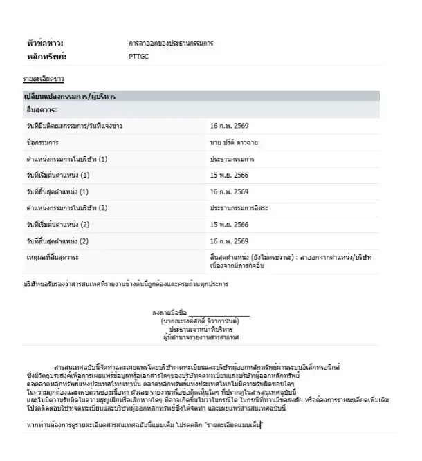 ‘ปรีดี ดาวฉาย’ ยื่นลาออก ประธานกรรมการ ‘PTTGC’ เหตุติดภารกิจอื่น 