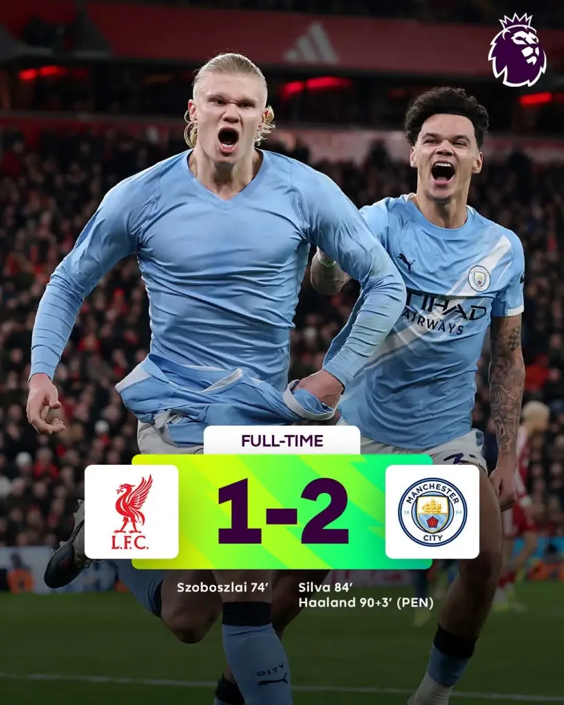 เช็กผลบอลสด สรุปตารางคะแนนพรีเมียร์ลีก อังกฤษล่าสุด 