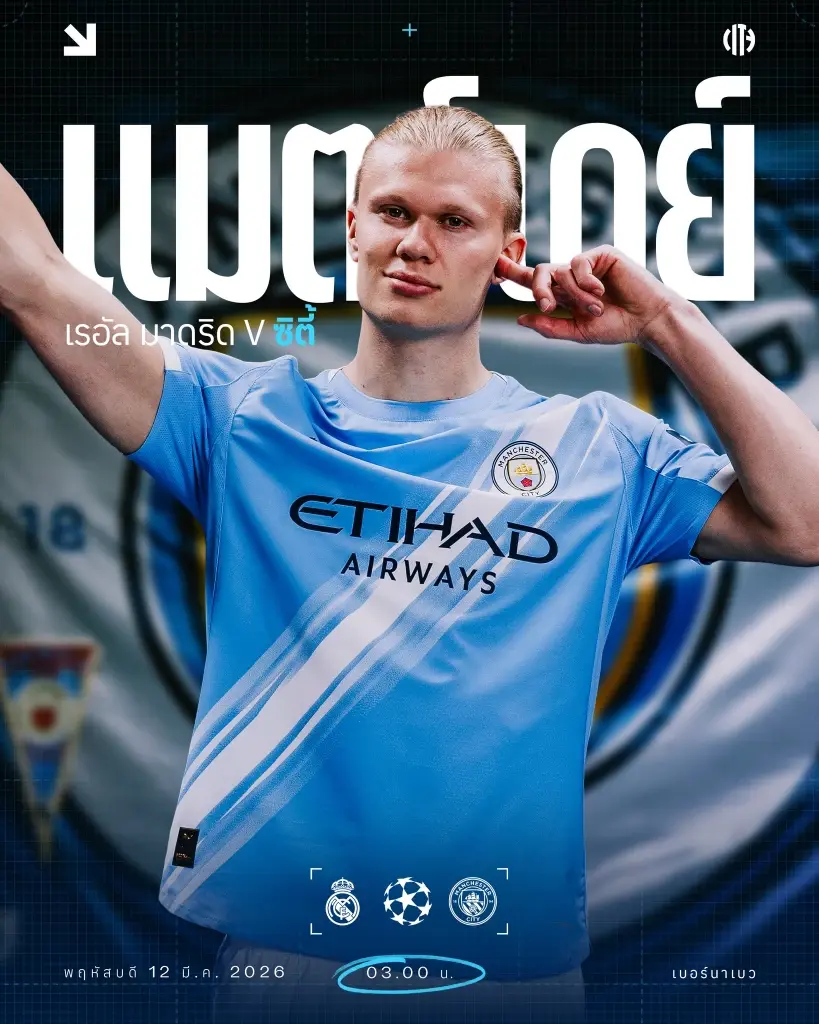 LIVE ถ่ายทอดสด เรอัล มาดริด พบ แมนซิตี้ ดูบอลสดบิ๊กแมตซ์ UCL รอบ 8 ทีม 03.00 น.