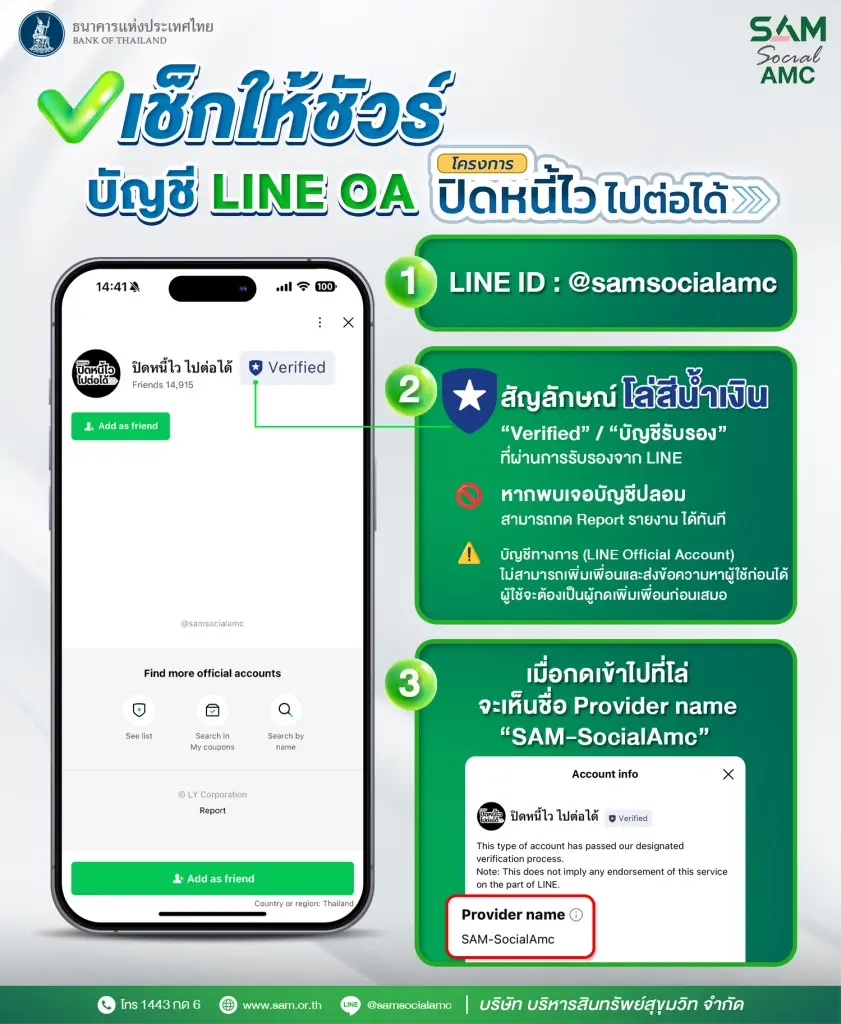 SAM เตือนภัย! แอบอ้างโครงการ “ปิดหนี้ไว ไปต่อได้” เช็กให้ชัวร์ก่อนแอดไลน์