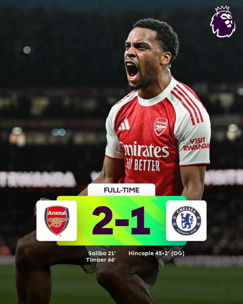 อาร์เซนอล ชนะ  เชลซี สรุปผลบอล ตารางคะแนนพรีเมียร์ลีกล่าสุด 2 มี.ค.69