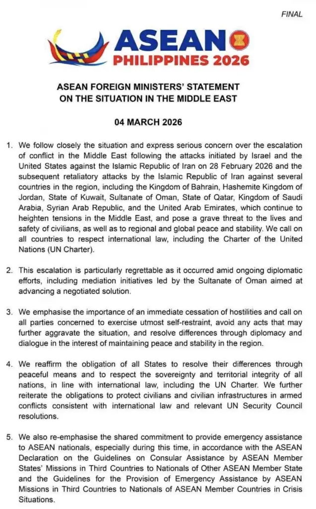 นักวิชาการเตือน "อาเซียน“ เร่งปรับทัพสู้ศึกมหาอำนาจจากสงครามตะวันออกกลาง