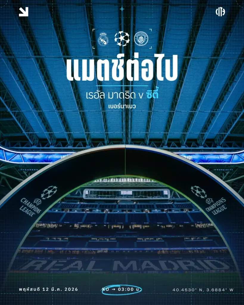 LIVE ถ่ายทอดสด เรอัล มาดริด พบ แมนซิตี้ ดูบอลสดบิ๊กแมตซ์ UCL รอบ 8 ทีม 03.00 น.
