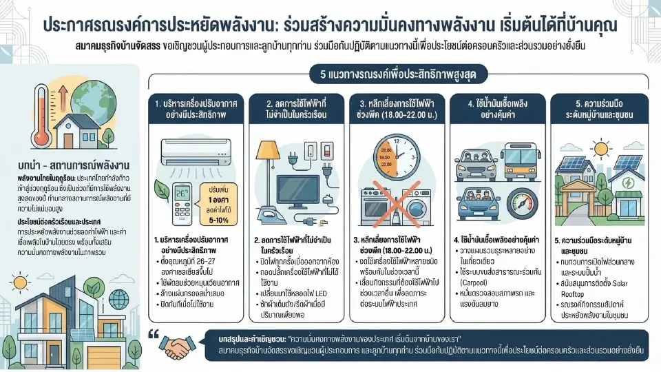 สมาคมธุรกิจบ้านจัดสรรประกาศรณรงค์ประหยัดพลังงาน