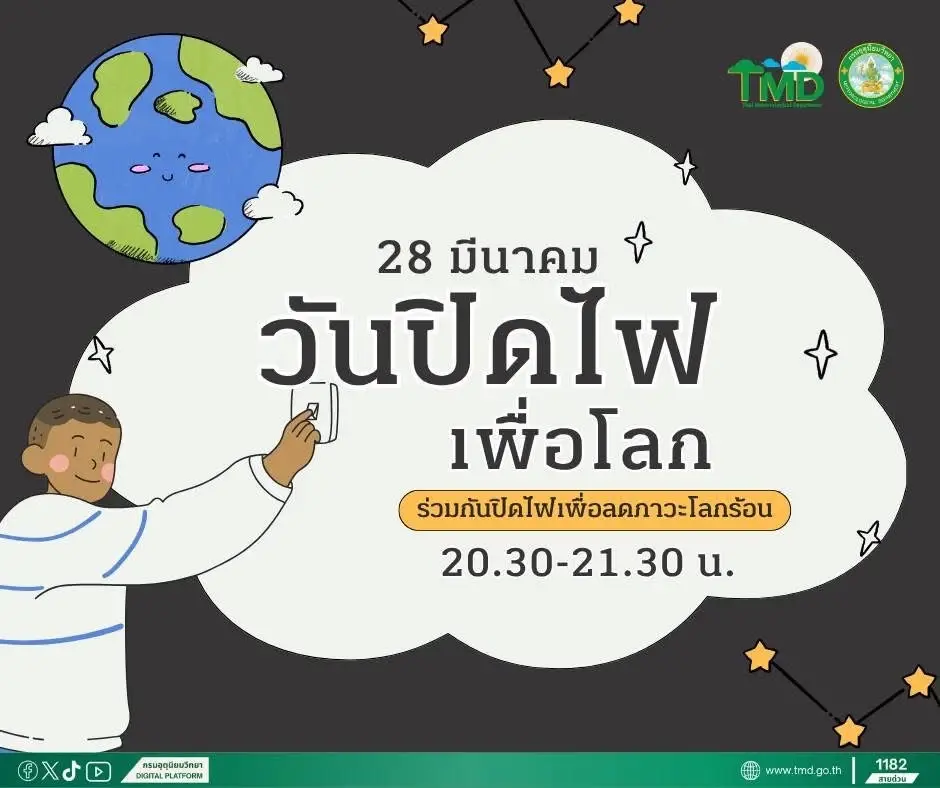 กรมอุตุนิยมวิทยา ชวนร่วมกิจกรรมวันปิดไฟเพื่อโลก (Earth Hour)