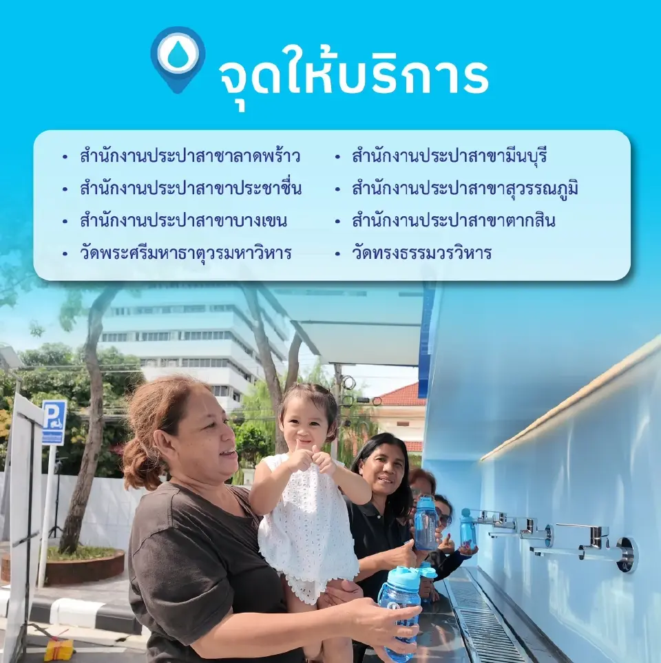 เช็กพิกัด 'น้ำดื่มฟรี กปน.' กรุงเทพมหานคร นนทบุรี สมุทรปราการ