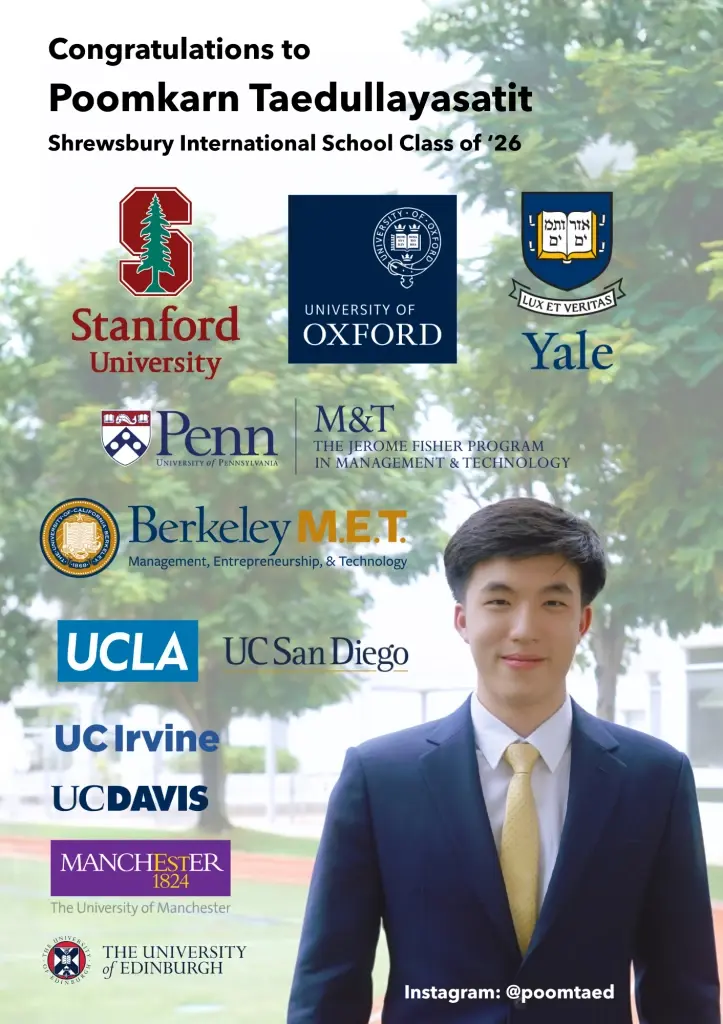 “น้องภูมิ”สุดยอดเด็กไทย สถาบันชั้นนำสหรัฐ – อังกฤษ รับเข้าเรียนปี 2569