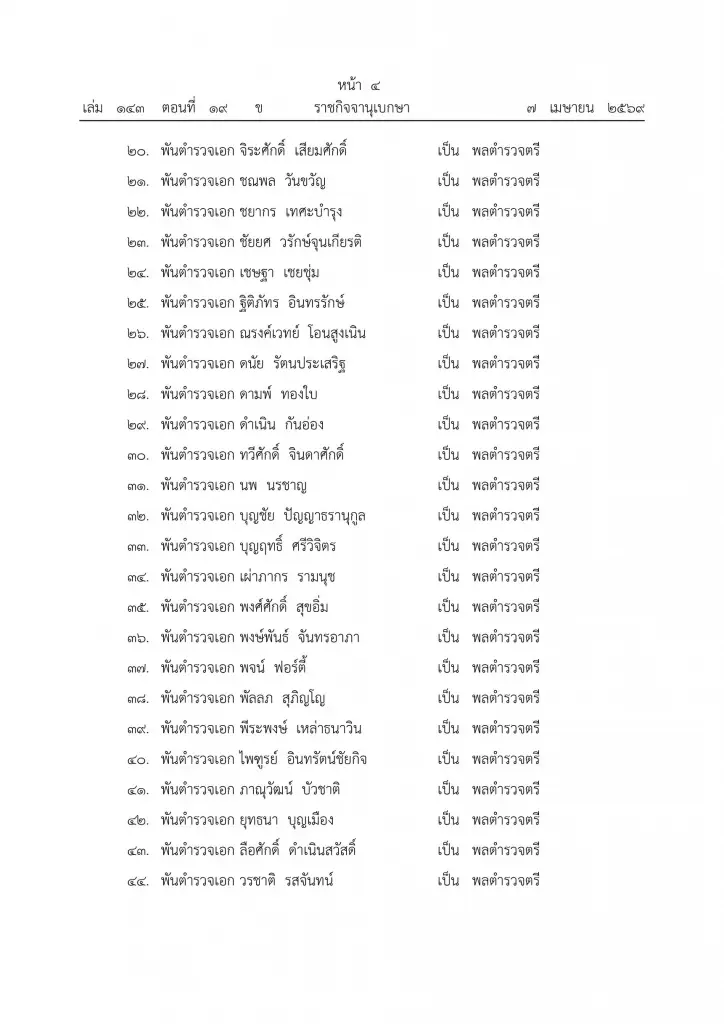 โปรดเกล้าฯ แต่งตั้งข้าราชการตํารวจ พร้อมพระราชทานยศนายพล 60 ราย