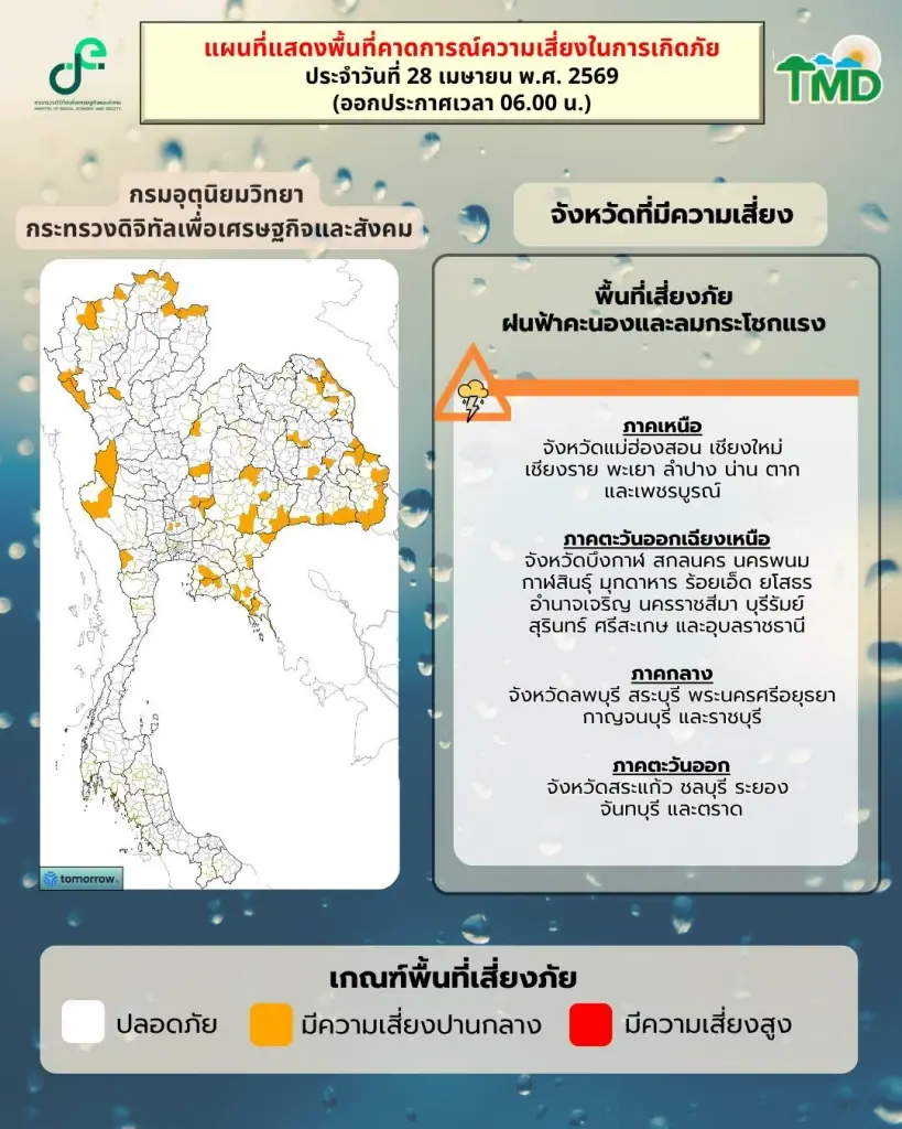 กรมอุตุนิยมวิทยา พยากรณ์อากาศ 24 ชั่วโมงข้างหน้า 