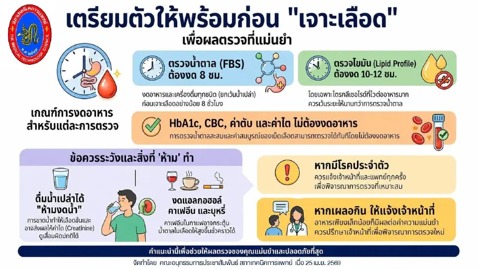 สภาเทคนิคการแพทย์ เคลียร์ชัด ก่อนตรวจเลือด 'ดื่มน้ำเปล่า' ได้ไหม   