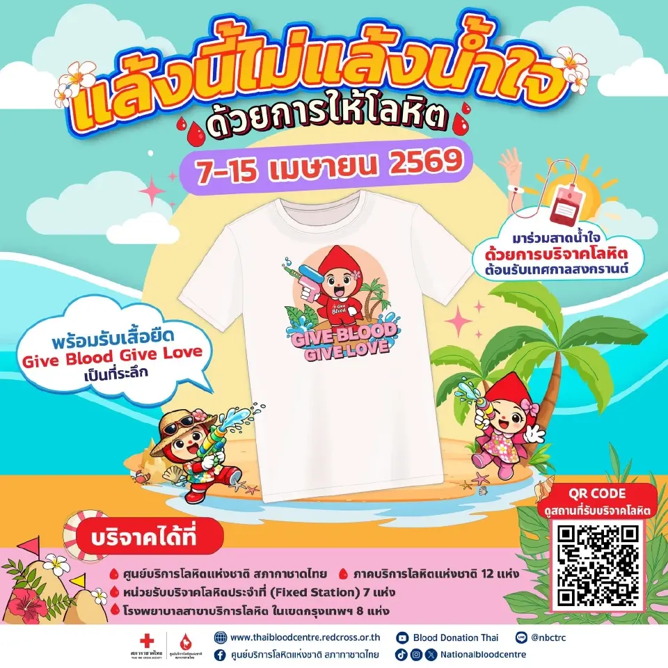 “แล้งนี้ไม่แล้งน้ำใจ” ชวนคนไทยร่วมบริจาคโลหิตช่วงสงกรานต์