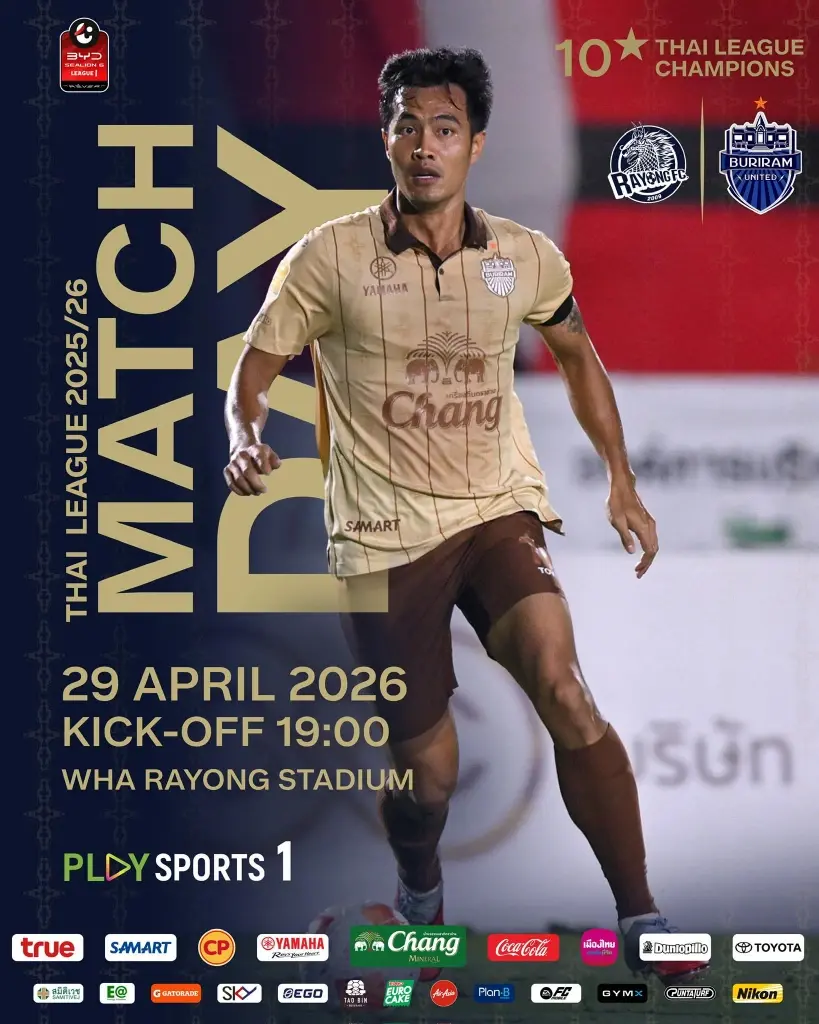 ถ่ายทอดสด 'ระยอง พบ บุรีรัมย์' LIVE ดูบอลสดไทยลีกวันนี้ ทาง AIS Play และ Monomax