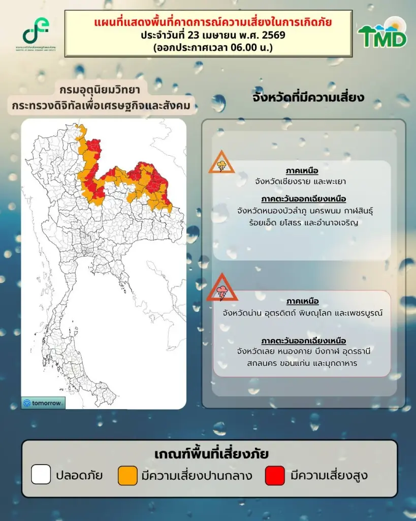 กรมอุตุฯเตือนวันนี้ 19 จว.เหนือ-อีสาน รับมือ"พายุฤดูร้อน"ถล่ม