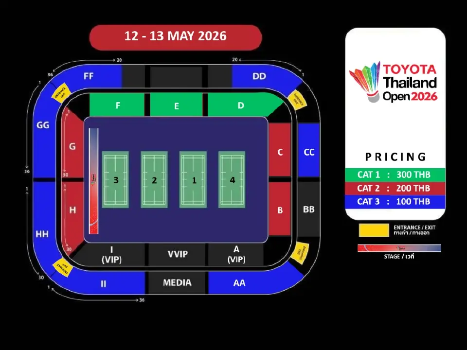 “โตโยต้า ไทยแลนด์ โอเพ่น 2026” TOYOTA THAILAND OPEN 2026 ราคาบัตรเข้าชม แผนผังที่นั่ง 