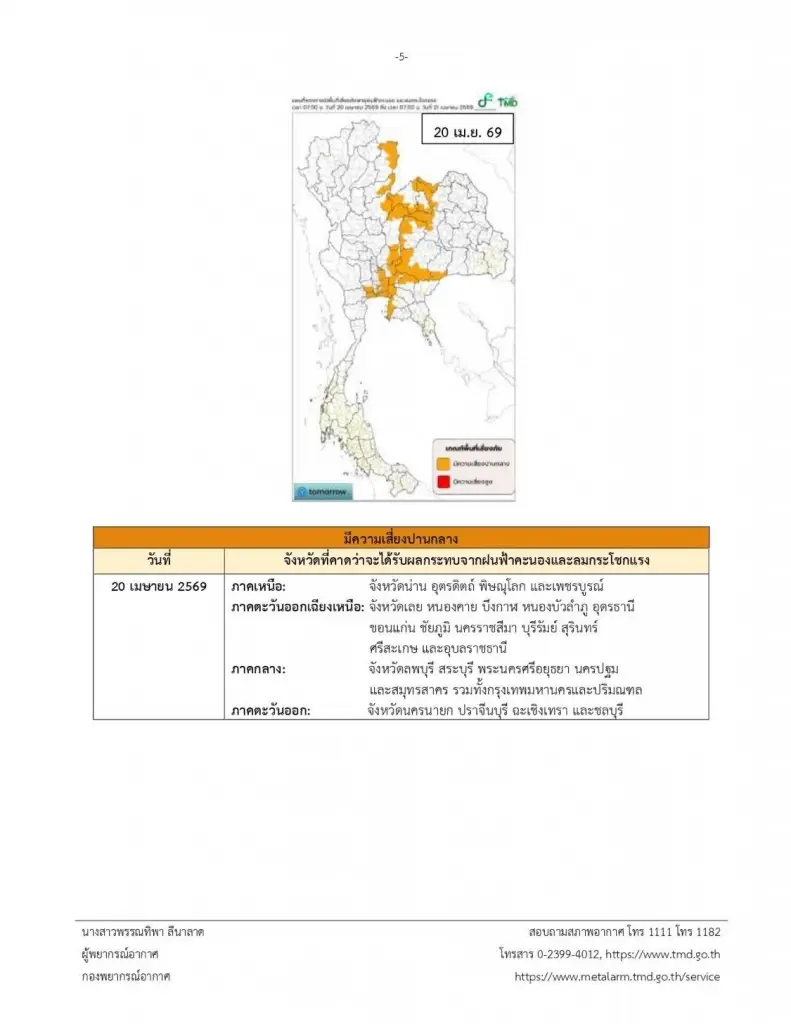 เกาะติด ‘พายุฤดูร้อน’ ฉบับที่ 7 ไทยตอนบนอ่วม! กรมอุตุฯ ย้ำระวังฝนถล่ม-ลูกเห็บตกถึง 20 เม.ย. นี้