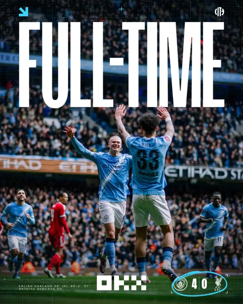 แมนฯซิตี้ ชนะ ลิเวอร์พูล 4-0