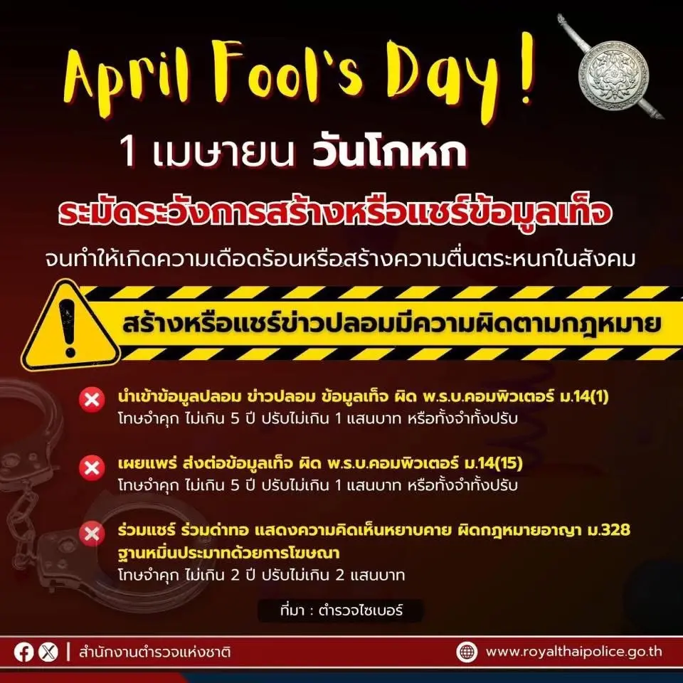 1 เมษายน “วันโกหก” April Fool's Day  