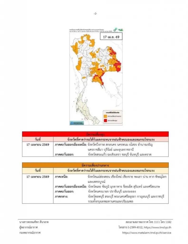 เกาะติด ‘พายุฤดูร้อน’ ฉบับที่ 7 ไทยตอนบนอ่วม! กรมอุตุฯ ย้ำระวังฝนถล่ม-ลูกเห็บตกถึง 20 เม.ย. นี้
