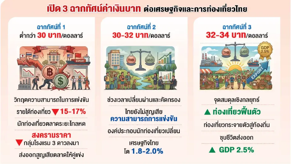 3 ฉากทัศน์ค่าเงินบาทผันผวน ส่งผลต่อเศรษฐกิจไทย