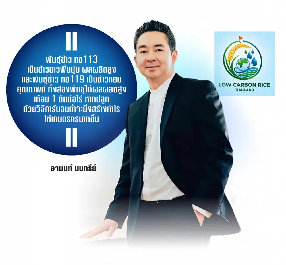 สั่งลุยข้าวคาร์บอนต่ำ 1 ล้านไร่ ดันรายได้ +500 บาท/ไร่ ผลผลิตแตะ 1 ตัน