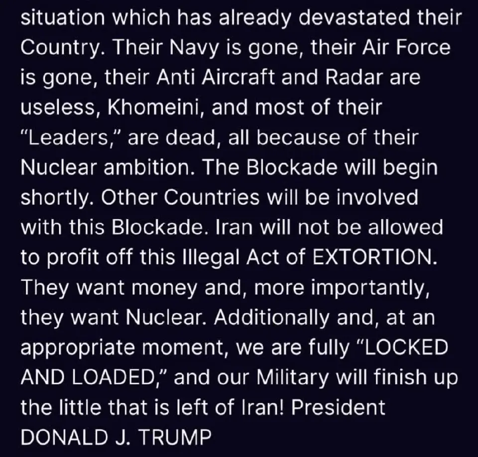 ด่วน ! 'ทรัมป์' ประกาศปิดล้อม 'ช่องแคบฮอร์มุซ' กดดัน ‘อิหร่าน’ ยุตินิวเคลียร์