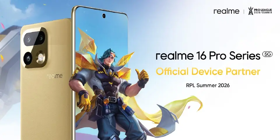 realme ลุยสนามโปรลีกนั่งแท่น Official Device Partner หนุนศึก RoV