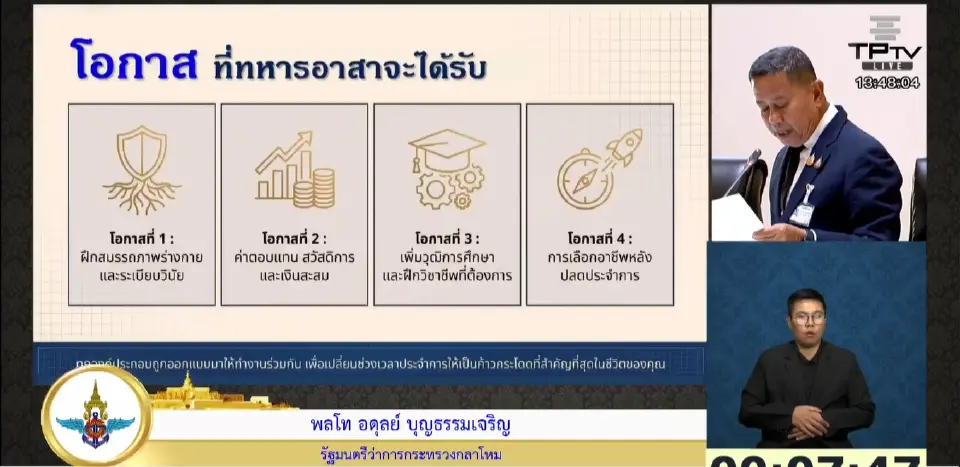 รมว.กลาโหม ชู 'ทหารอาสา' หัวใจความมั่นคงยุคใหม่ ดันอุตฯป้องกันประเทศพึ่งพาตัวเอง