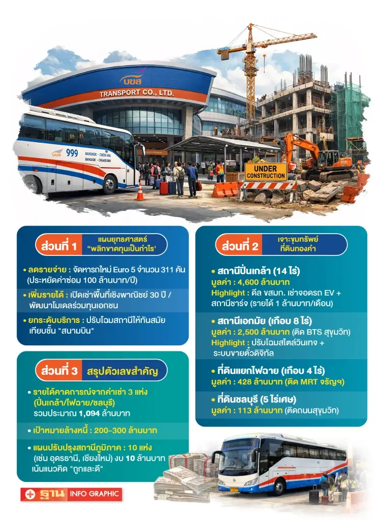 'บขส.' กางที่ดิน 7.6 พันล้าน ปั๊มรายได้ล้างหนี้ 300 ล้าน