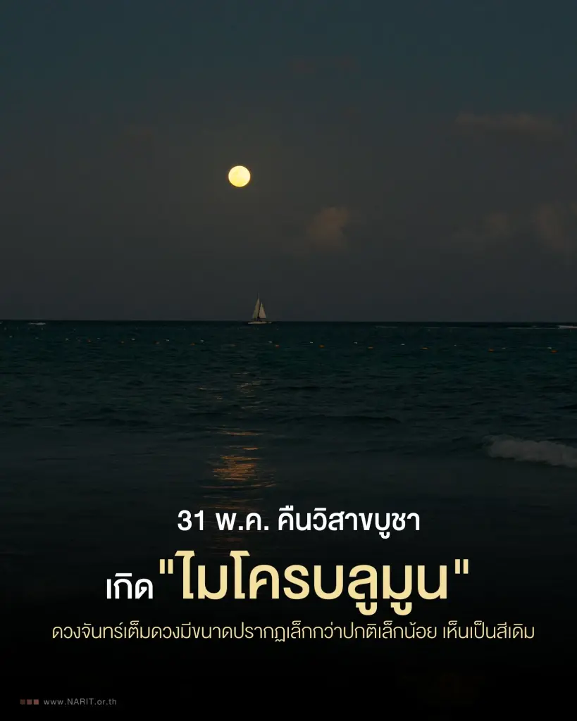 วันวิสาขบูชา 2569 ลุ้นชม "ไมโครบลูมูน" ดวงจันทร์เต็มดวงไกลโลกที่สุดในรอบปี 