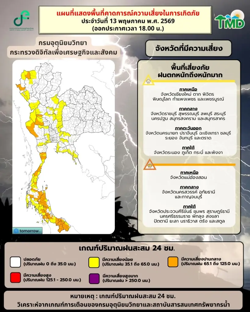 ประกาศกรมอุตุฯฉบับ 2 พรุ่งนี้ 26 จว.รับมือฝนตกหนัก เช็กพื้นที่เสี่ยงด่วน!