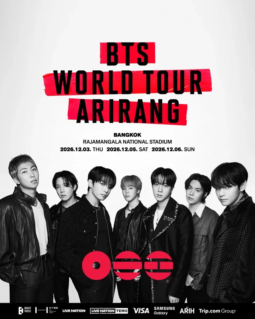  คอนเสิร์ต BTS WORLD TOUR 'ARIRANG' IN BANGKOK เตรียมเปิดขายบัตรวันที่ 9 -10 -11 มิ.ย.นี้ เช็กราคา แผนผังที่นั่ง ช่องทางกดบัตร