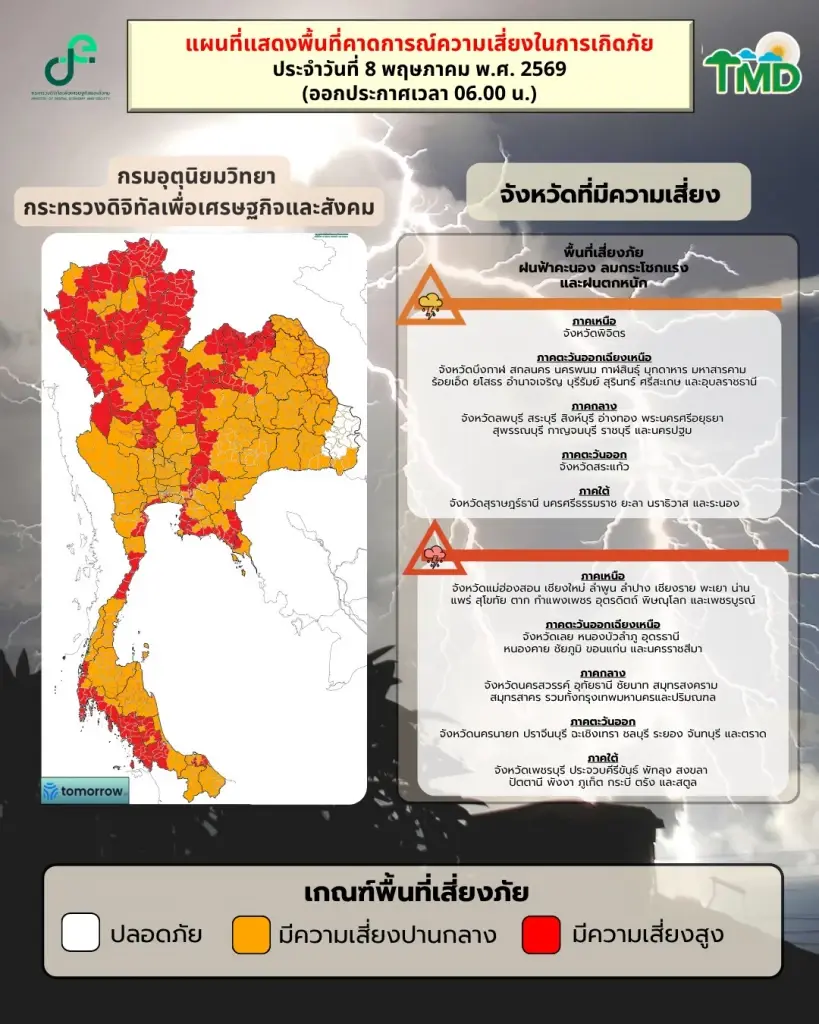 กรมอุตุฯเตือนฉบับ 6 วันนี้พายุฝนถล่มไทย- กทม.ไม่รอด!เช็กพื้นที่เสี่ยงด่วน!