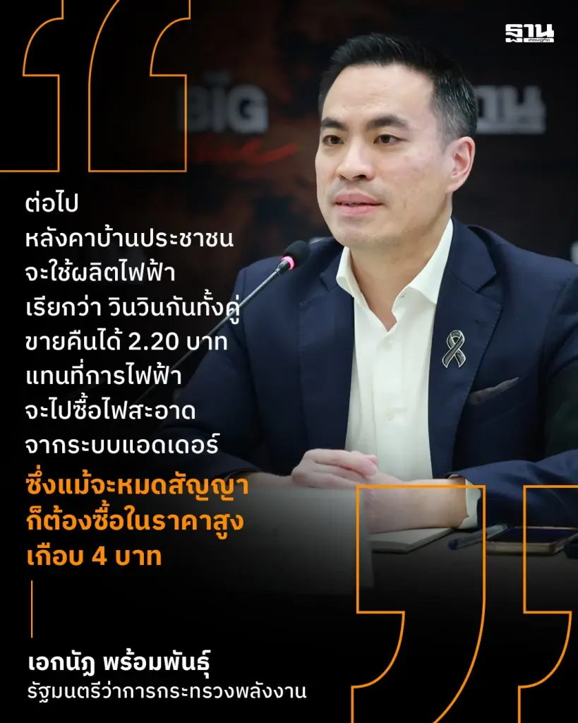 ‘เอกนัฏ’ เปิดสูตรโซลาร์รูฟท็อปใหม่ หนุนกู้ติดตั้ง-แจก Cash Back ถึงมือประชาชน