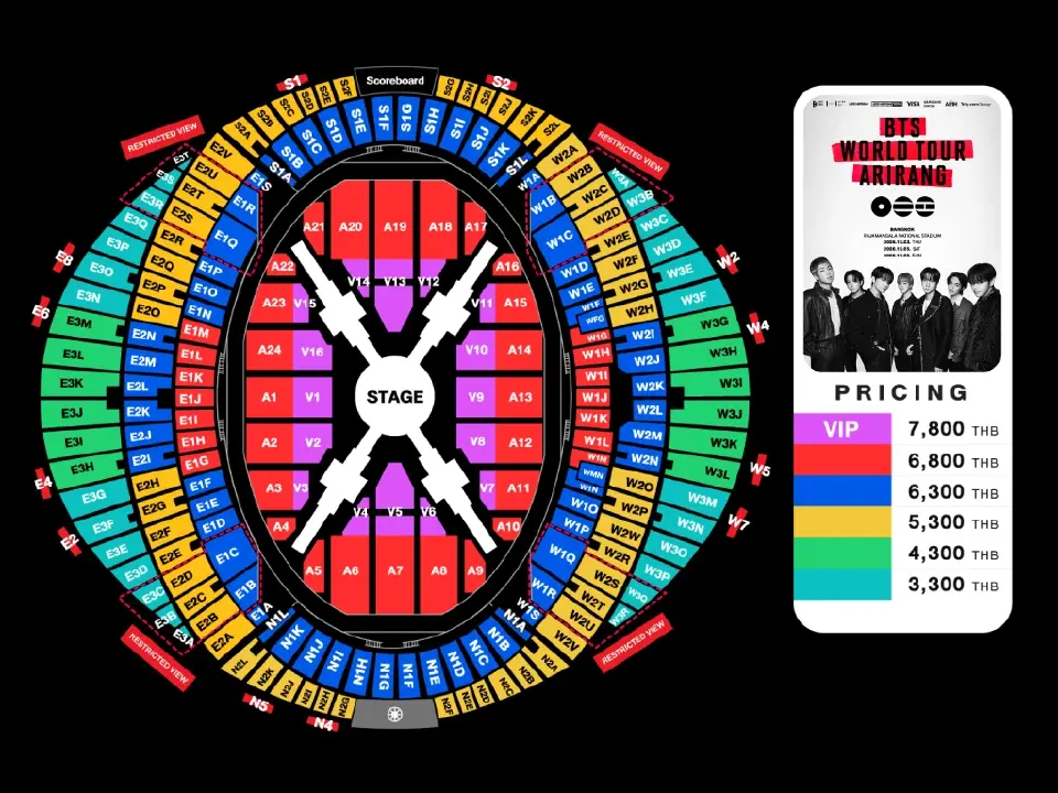  คอนเสิร์ต BTS WORLD TOUR 'ARIRANG' IN BANGKOK เตรียมเปิดขายบัตรวันที่ 9 -10 -11 มิ.ย.นี้ เช็กราคา แผนผังที่นั่ง ช่องทางกดบัตร
