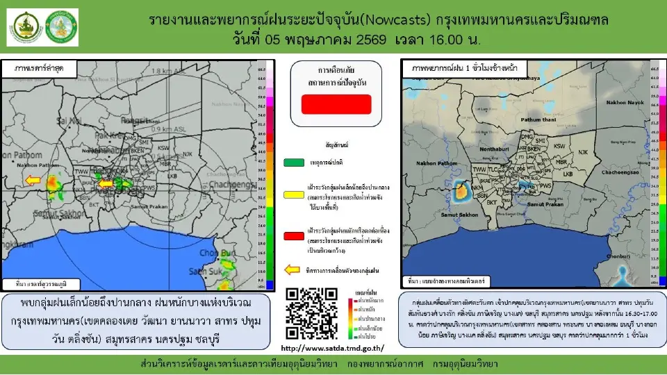 กรุงเทพฝนตกไหม เช็กเรดาร์ฝน พยากรณ์ฝน-อากาศกทม.ประจำวันที่ 5 พ.ค.69 พร้อมแนะช่องทางตรวจสอบฝนตก -รถติดแบบเรียลไทม์