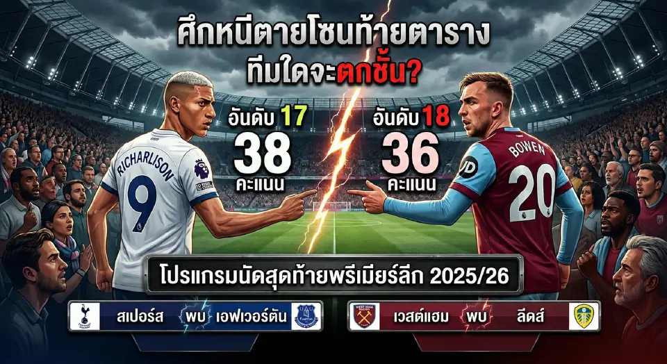 สถานการณ์ของสเปอร์ส และ เวสต์แฮม ในการหนีตกชั้น