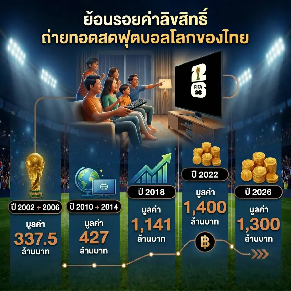 ย้อนรอยค่าลิขสิทธิ์ถ่ายทอดสดฟุตบอลโลกของไทย 