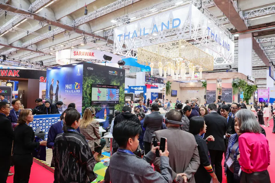 บรรยากาศผู้เข้าร่วมงานจากทั่วโลกแห่เข้าเยี่ยมชมบูธประเทศไทยในงาน IMEX Frankfurt 2026 อย่างคึกคัก