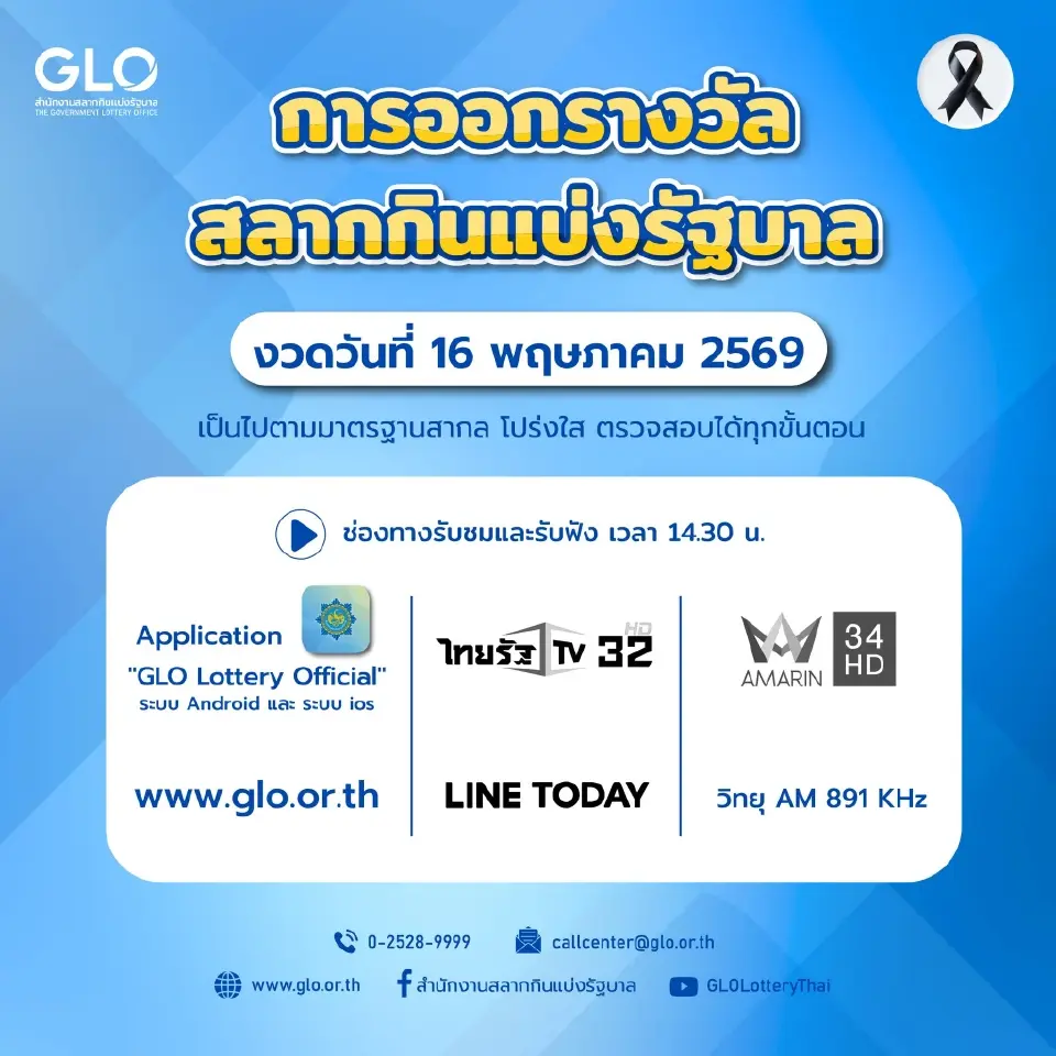 สำนักงานสลากกินแบ่งรัฐบาล จะทำการออกรางวัลสลากกินแบ่งรัฐบาล งวดวันที่ 16 พฤษภาคม 2569 