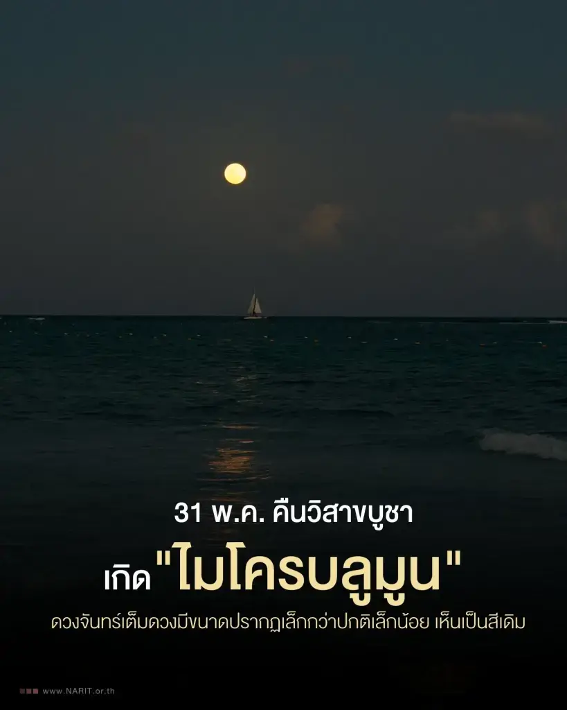 ต้องห้ามพลาด ลุ้นชม "ไมโครบลูมูน" ดวงจันทร์เต็มดวงไกลโลกที่สุดในรอบปี วิสาขบูชา 31 พ.ค.นี้ 