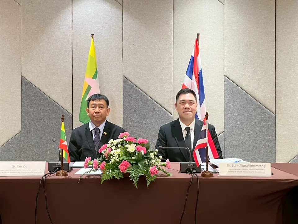 ดร.สุรินทร์ วรกิจธำรง อธิบดีกรมควบคุมมลพิษ เป็นประธานในพิธีเปิดและเข้าร่วมการประชุม “ขับเคลื่อนมาตรการจัดการปัญหาหมอกควันข้ามแดน ไทย-เมียนมา ภายใต้ยุทธศาสตร์ฟ้าใส (พ.ศ. 2567 - 2573)” กับ ดร.ซาน อู (Dr. San Oo) อธิบดีกรมอนุรักษ์สิ่งแวดล้อม (Environmental Conservation Department: ECD)